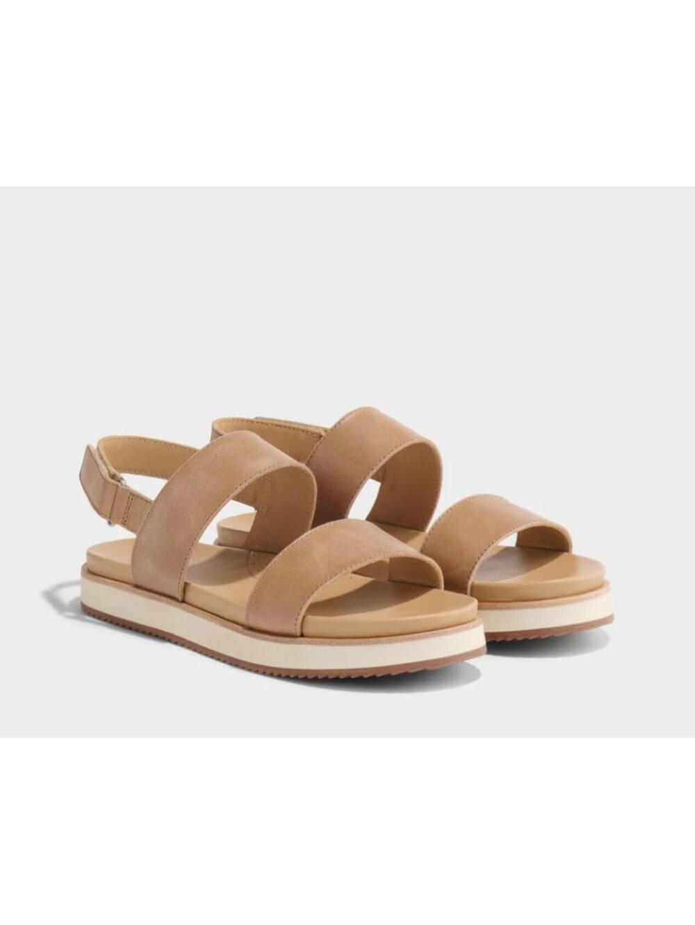 Nisolo Go-To Flatform Leather Sandals 2.0 In Almond Women's Size 7.5